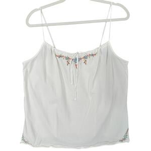 Y2K Gap Cami Womens Size Large White Floral Embroidery Tie Dainty Feminine Prep